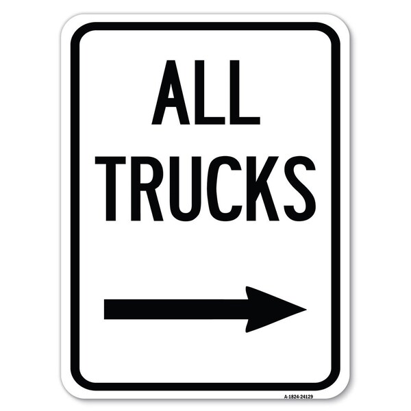 Driveway All Trucks W/ Right Arrow Heavy-Gauge Alum Rust Proof Parking, 18" x 24", A-1824-24129